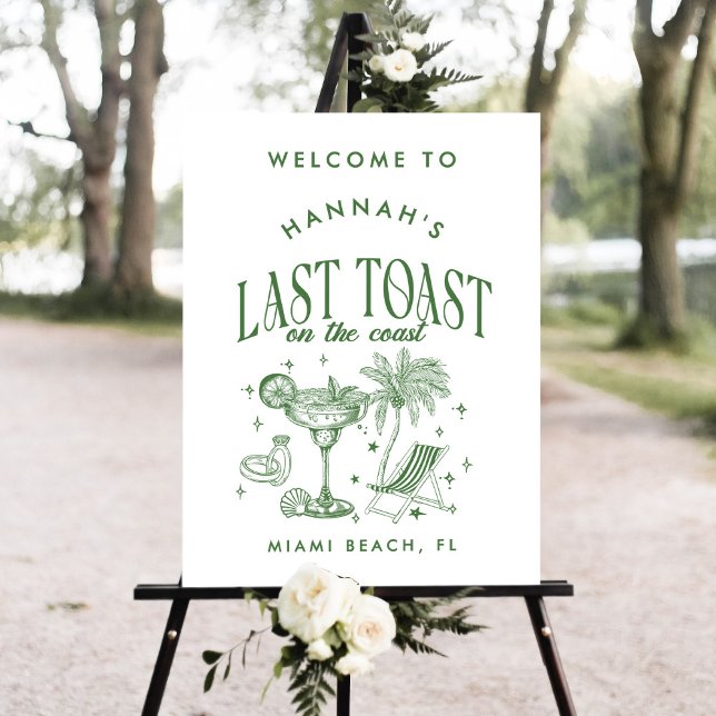 Coastal Bachelorette Modern Cocktail Welcome Sign (Creator Uploaded)