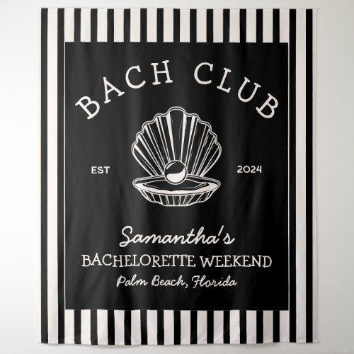 Coastal Bachelorette Party black cream bach club Tapestry