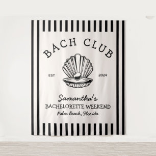 Coastal Bachelorette Party black white bach club Tapestry