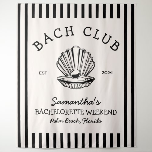 Coastal Bachelorette Party black white bach club Tapestry