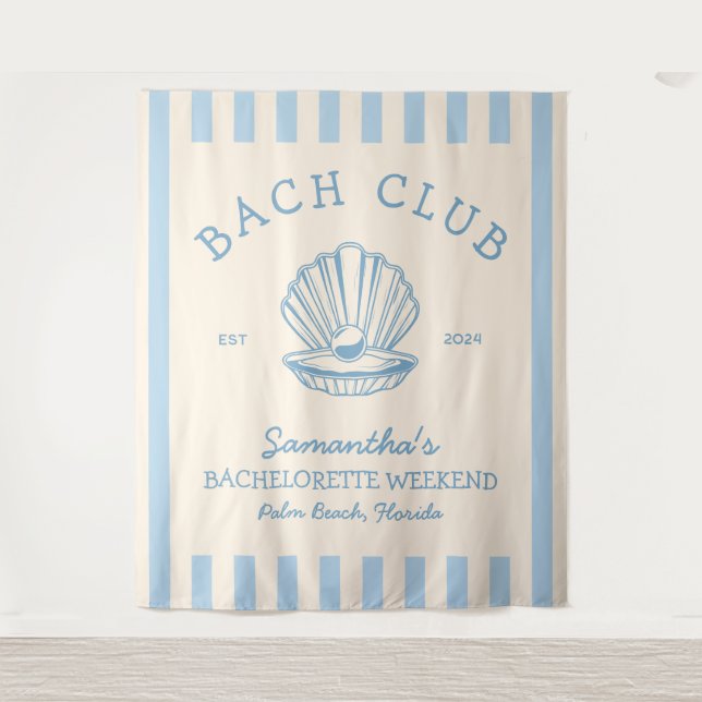 Coastal Bachelorette Party blue Backdrop bach club (Front)