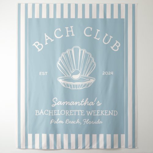 Coastal Bachelorette Party blue cream bach club Tapestry