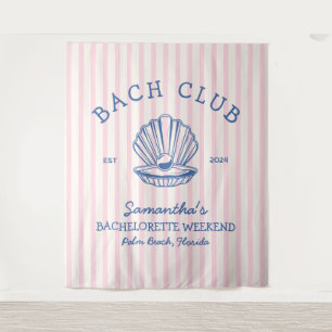 Coastal Bachelorette Party blue pink bach club Tapestry