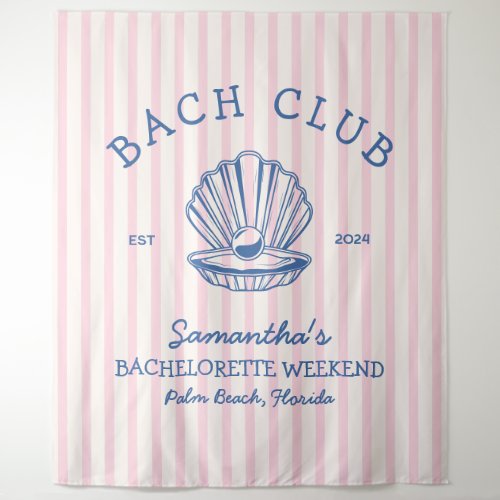 Coastal Bachelorette Party blue pink bach club Tapestry