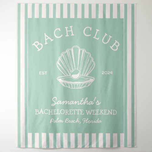 Coastal Bachelorette Party green cream bach club Tapestry