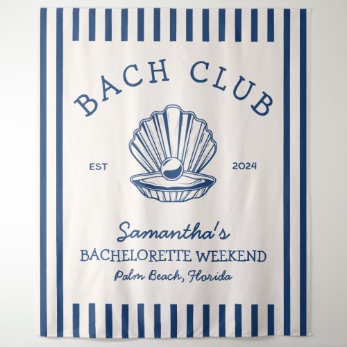 Coastal Bachelorette Party Navy blue bach club Tapestry