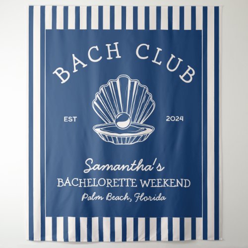 Coastal Bachelorette Party Navy blue bach club Tapestry