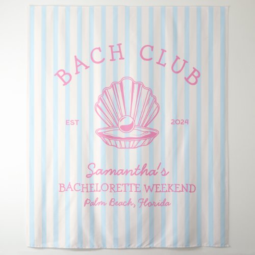 Coastal Bachelorette Party pink blue bach club Tapestry
