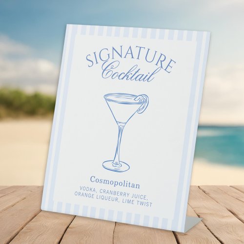 Coastal Bachelorette Signature Cocktail Pedestal Sign