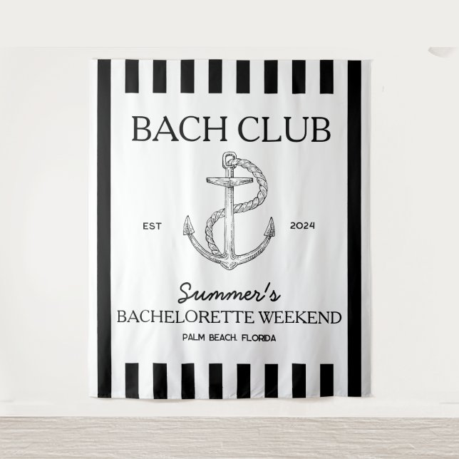Coastal Bachelorette theme anchor bach club Tapestry (Front)