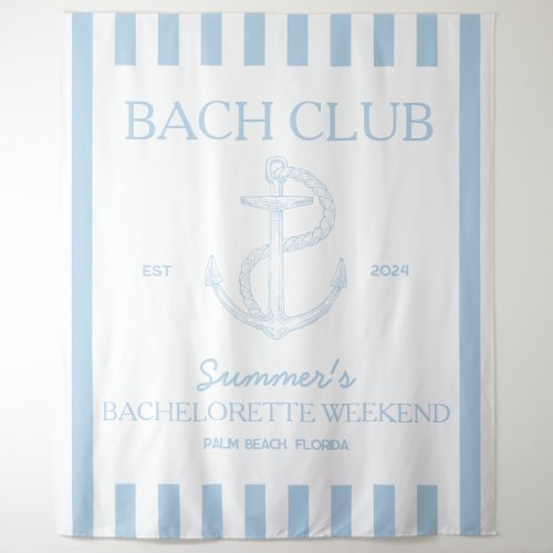 Coastal Bachelorette theme anchor blue bach club Tapestry