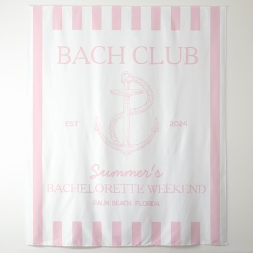 Coastal Bachelorette theme anchor pink bach club Tapestry