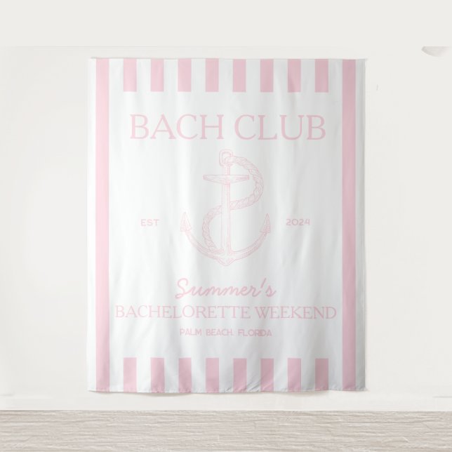 Coastal Bachelorette theme anchor pink bach club Tapestry (Front)