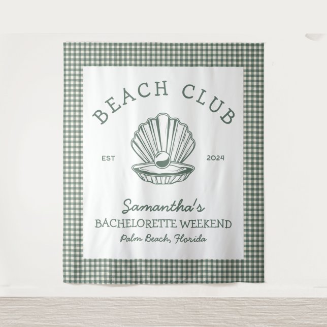 Coastal Bachelorette weekend beach club Tapestry (Front)