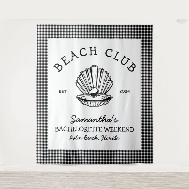 Coastal Bachelorette weekend beach club Tapestry (Front)