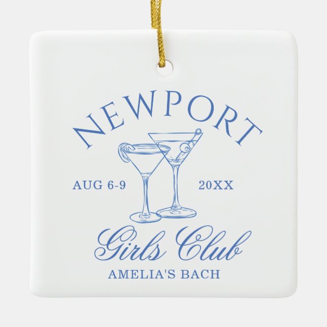 Coastal Bachelorette Weekend Girl's Club Ceramic Ornament (Front)
