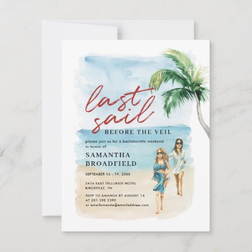 Coastal Bachelorette Weekend Itinerary and Party Invitation