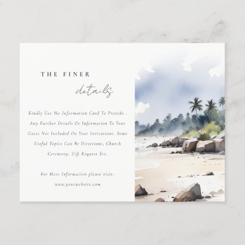 Coastal Bali Beach Palm Tree Wedding Details Enclosure Card