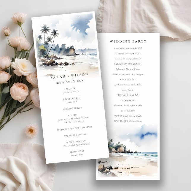 Coastal Bali Beach Palm Tree Wedding Program (Creator Uploaded)