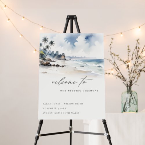 Coastal Bali Beach Palm Tree Wedding Welcome Foam Board