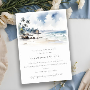 Coastal Bali Beach Palm Trees Bridal Shower Invitation