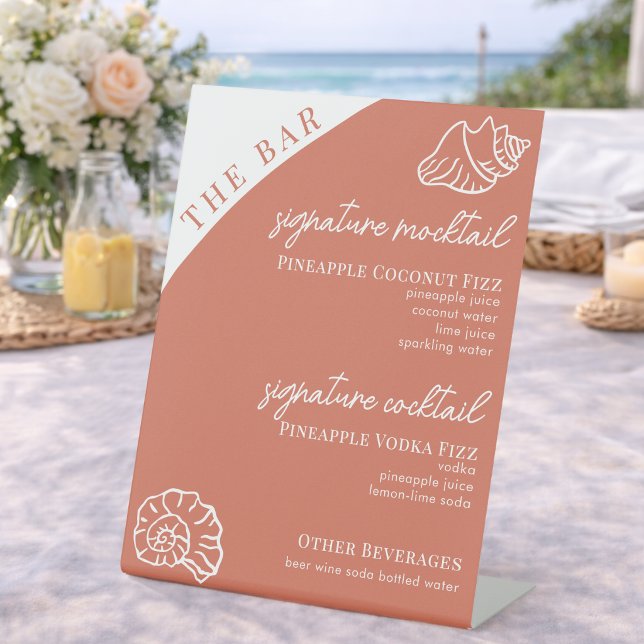 Coastal Bar Signature Drinks Menu Custom Editable Pedestal Sign (Creator Uploaded)