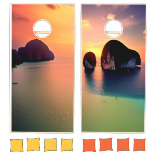 Coastal Bay Beach Cottage Cornhole Set