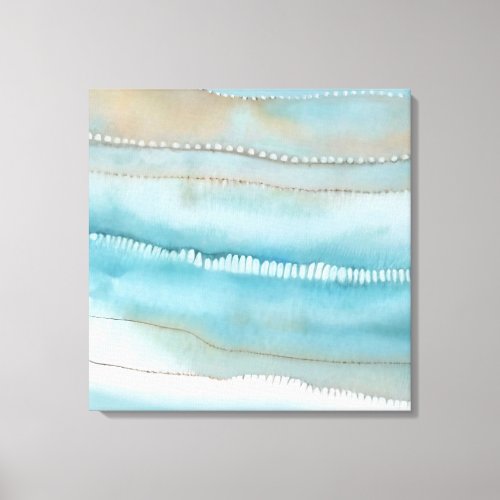 Coastal Beach Abstract Blue Sea Sand Watercolor Ca Canvas Print