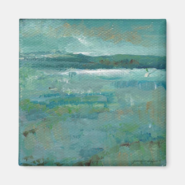 Coastal Beach Abstract Ocean Painting Magnet (Front)