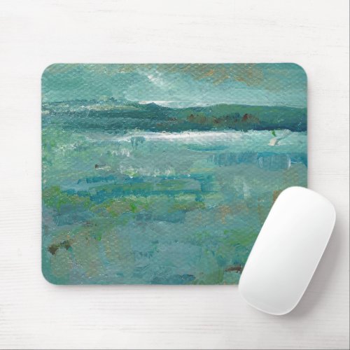 Coastal Beach Abstract Ocean Painting Mouse Pad