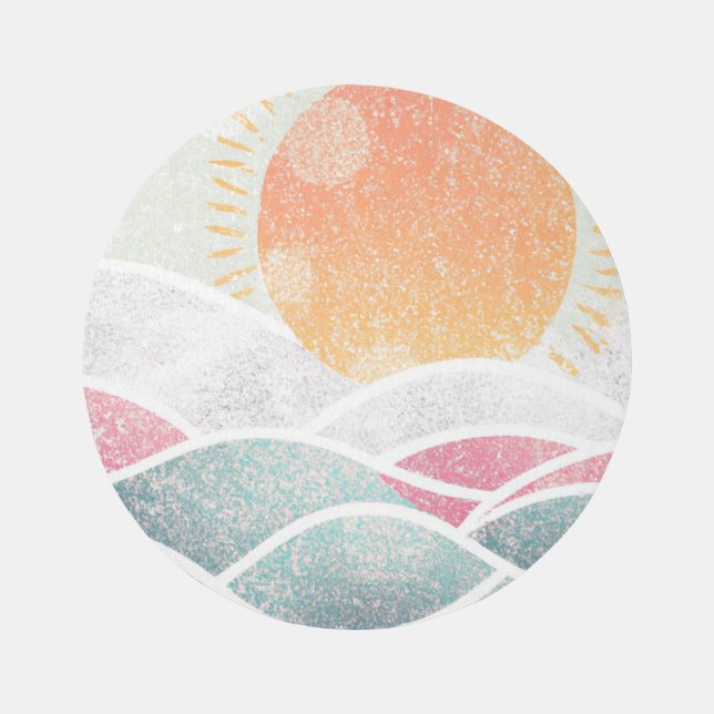 Coastal/Beach abstract waves  Outdoor Rug (Front)