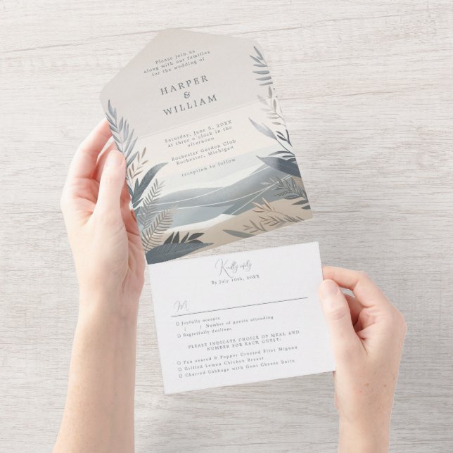 coastal beach All in One Wedding Invite (Tearaway)