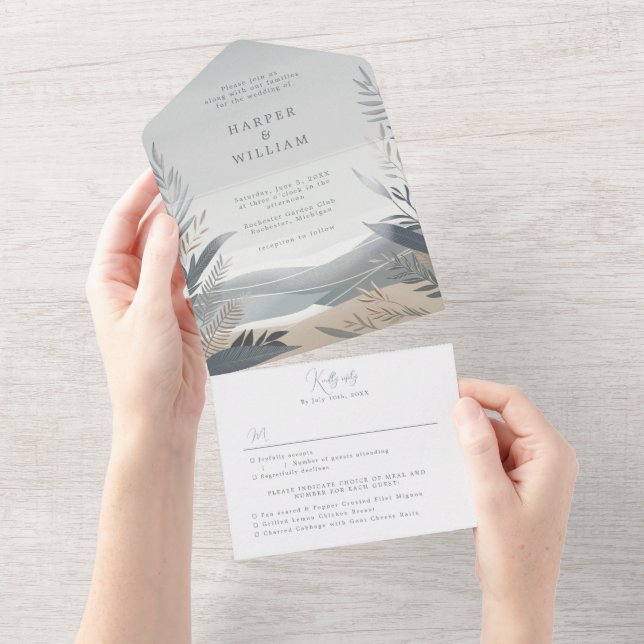 coastal beach All in One Wedding Invite (Tearaway)