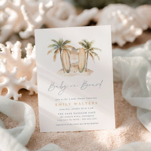 Coastal Beach Baby on Board Surf Theme Baby Shower Invitation