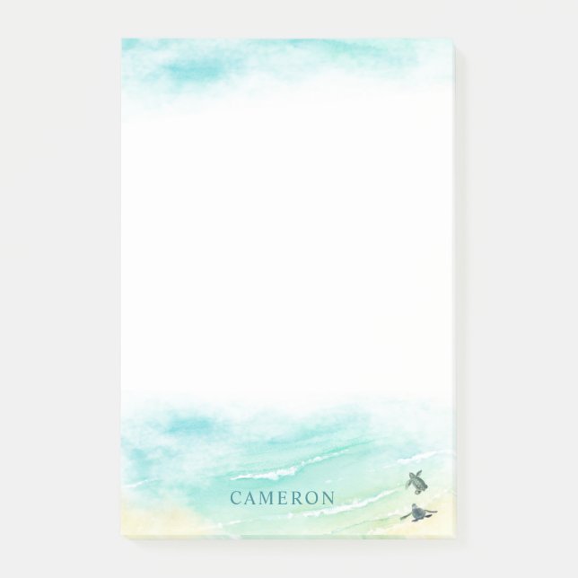 Coastal Beach Baby Sea Turtles Personalize Post-it Notes (Front)