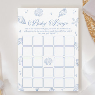 Coastal Beach Baby Shower Bingo Game Card