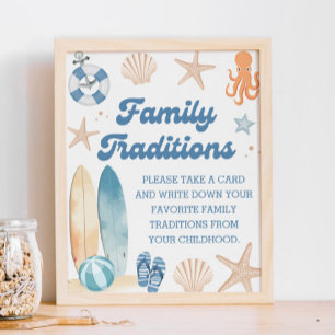 Coastal Beach Baby Shower Family Traditions Poster