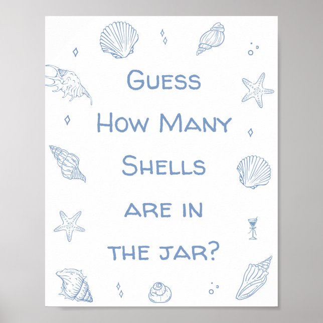 Coastal Beach Baby Shower Guess How Many Shells Poster (Front)