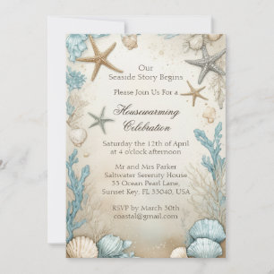 Coastal Beach Beige Sand Housewarming Celebration  Invitation