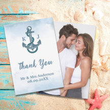 Coastal Beach Blue Anchor Nautical Wedding Photo