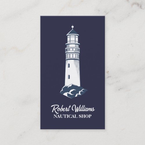 Coastal Beach Blue Boating  Nautical Lighthouse Business Card