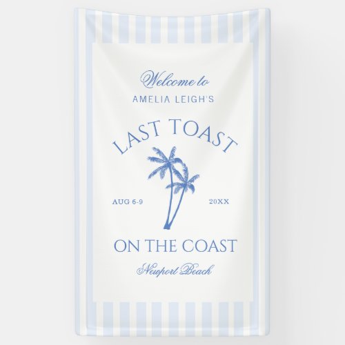 Coastal Beach Blue Palm Trees Bachelorette Banner