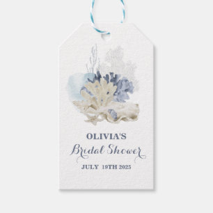 Coastal Beach blue seashell bridal shower Gift Tags