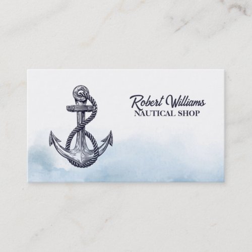 Coastal Beach Blue Yacht Boat Ship Anchor Nautical Business Card