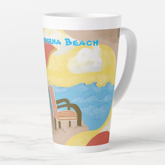 Coastal Beach Chair Custom Latte Mug (Right Angle)