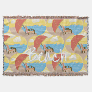 Coastal Beach Chair Custom Throw Blanket