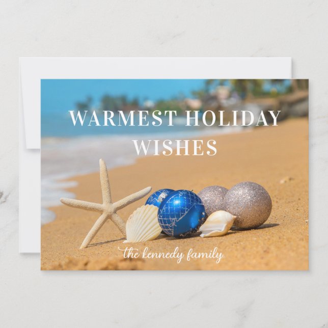 Coastal Beach Christmas Holiday Card (Front)