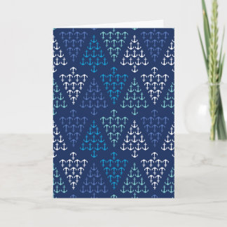 Coastal Beach Christmas Nautical Anchor Tree Holiday Card