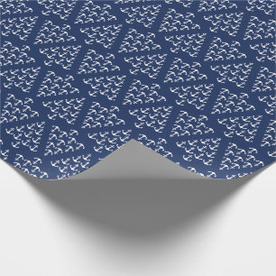 Coastal Beach Christmas Nautical Anchor Tree Wrapping Paper