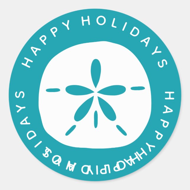 Coastal Beach Christmas Sand Dollar Classic Round Sticker (Front)